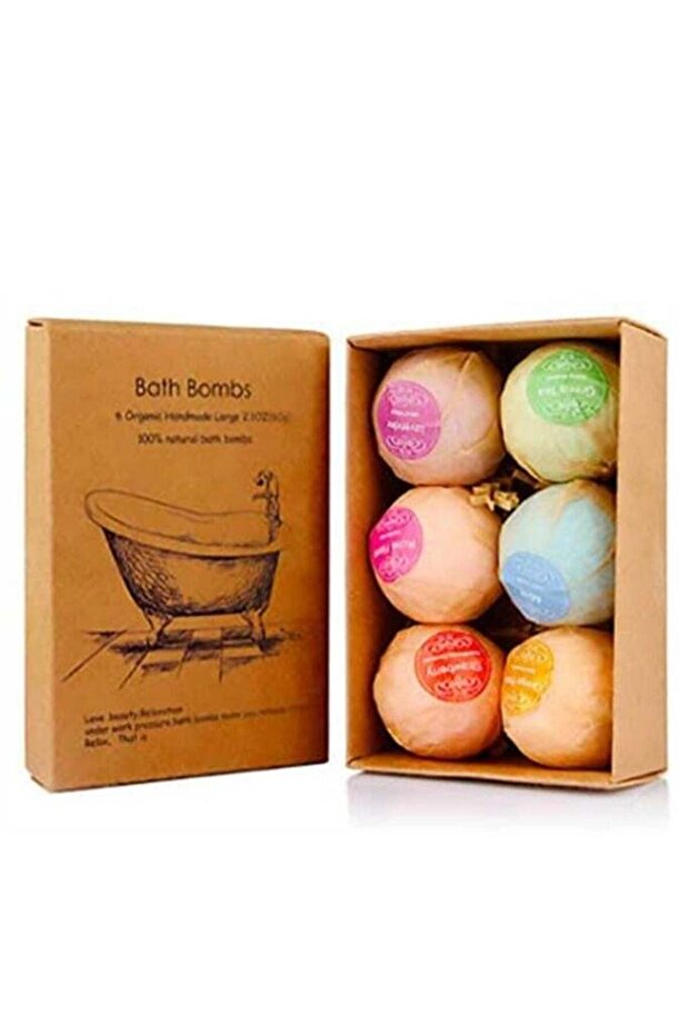 6-Piece Organic Bath Bombs Gift Set Multicolour 60g