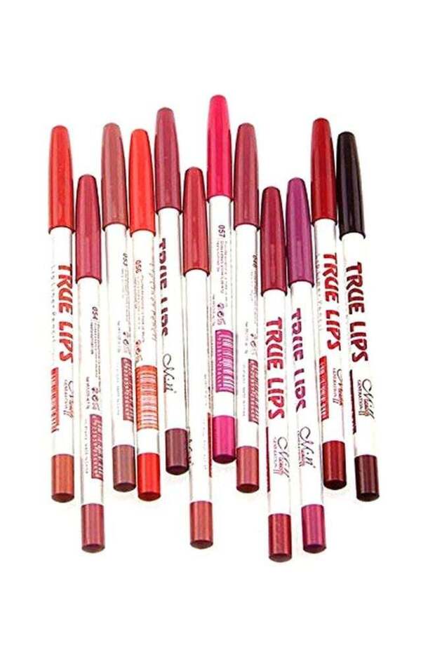 12-Piece Matte Lip Liner Pencil Beige/Brown/Black