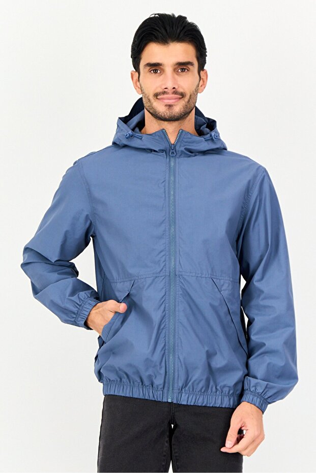 جاكيت بومبر رجالي سادة، أزرق داكن - 1