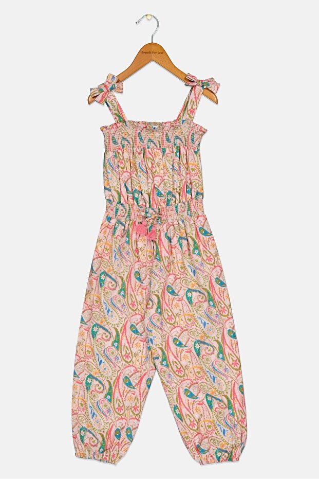 Kids Girl Paisley Pattern Sleeveless Jumpsuit, Multicolor