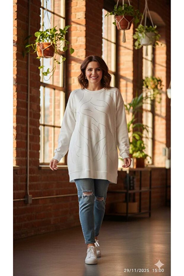 تيشيرت تونيك مطبوع عليه حجر - 1