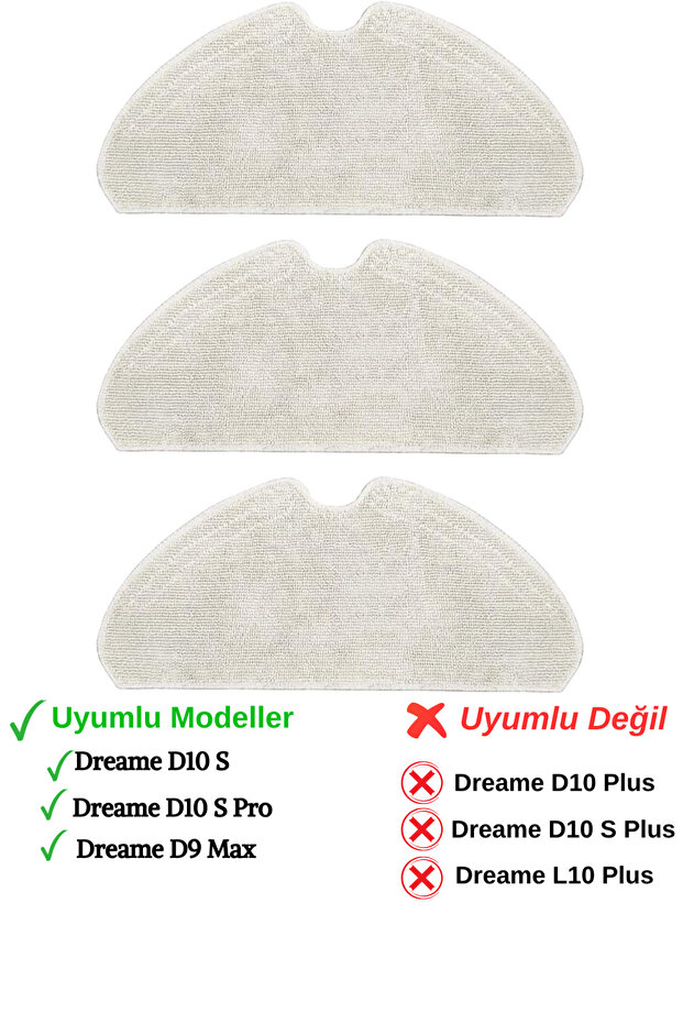 مجموعة استبدال ممسحة الأرضيات المتوافقة مع Dreame D10S D10S Pro - 3 قطع
