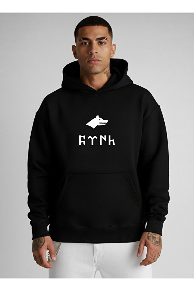 Sweatshirt Unisex Oversized Hooded 100% Cotton Turkish Printed