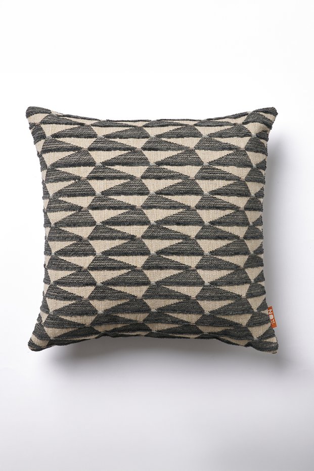 Anthracite Geometric Patterned Jacquard Throw Pillow Cover