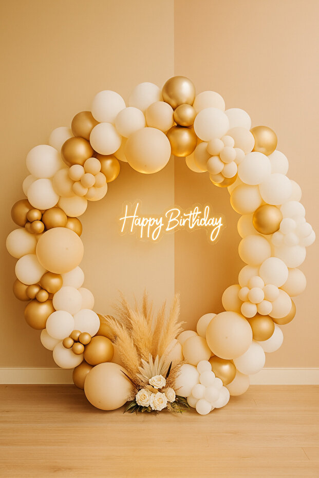 Balloon Set 75 Pieces (Chrome Gold-White-Sea Sand)