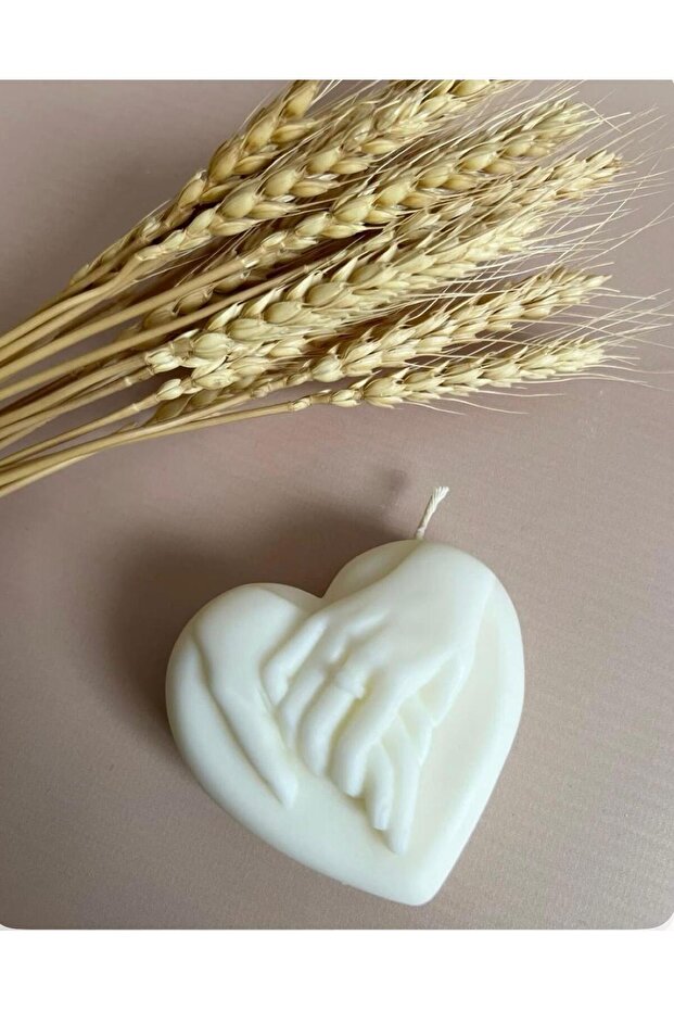 Kalp içinde el figürlü mum - 3