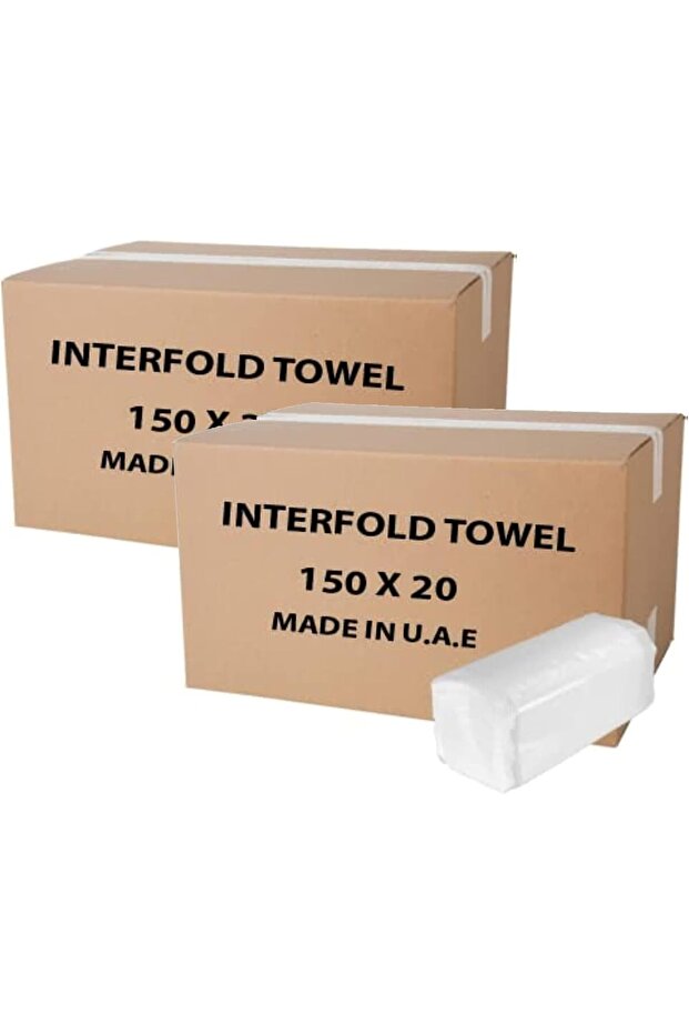 150-Sheet Interfold Tissue Hand Towel - Embossed (Paper, Pack of 2 Box)