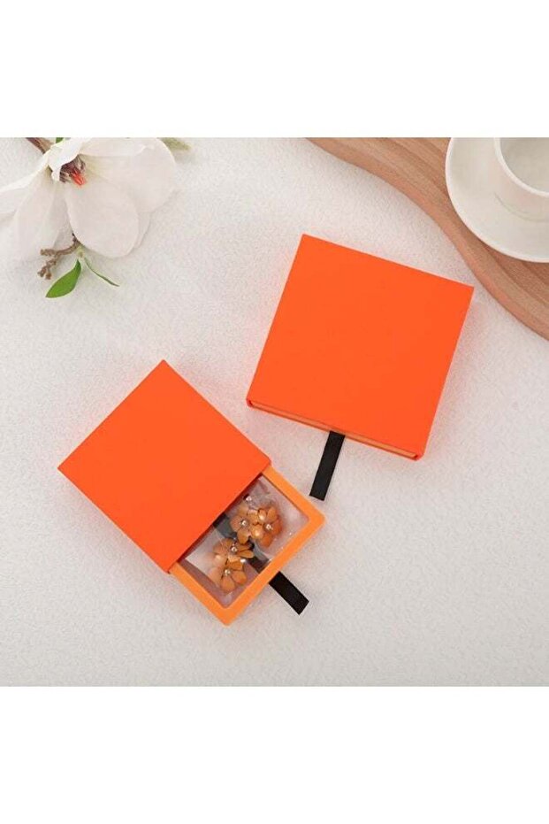 Orange PE Floating Transparent Jewelry Display Box Set of 2
