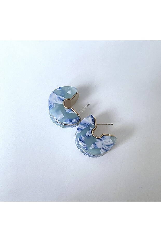 Mixed Color Mother-Of-Pearl Half Hoop Earrings