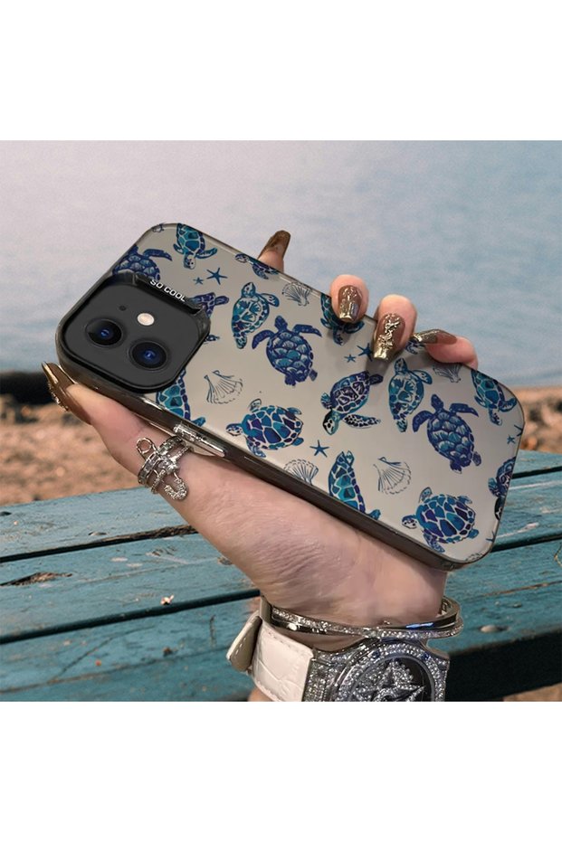 iPhone 11 Compatible Turtles Pattern Print Dirt-Repellent Phone Case Mk01A