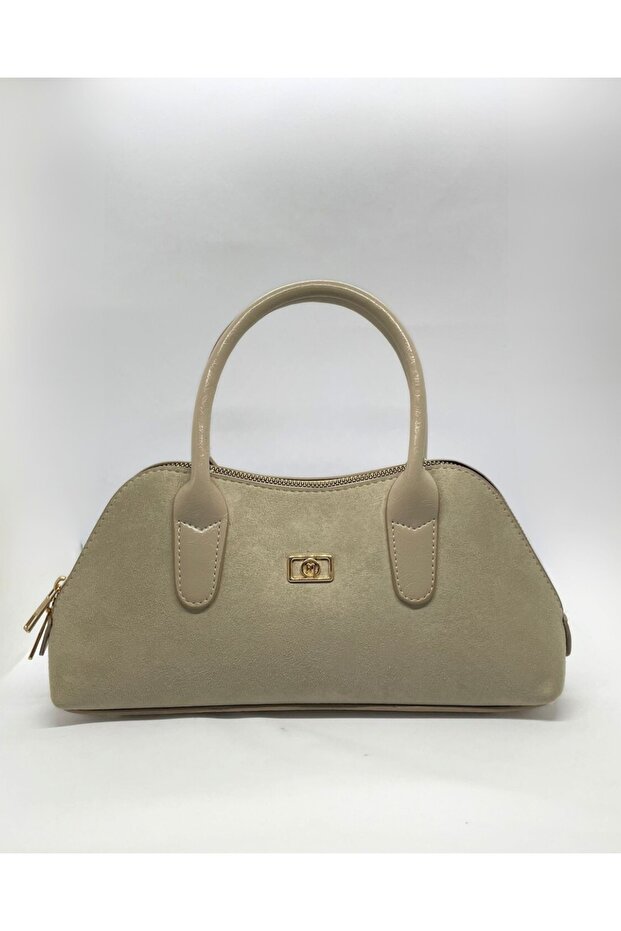 Beige Women's Suede Bag, Daily Use Hand and Shoulder Bag