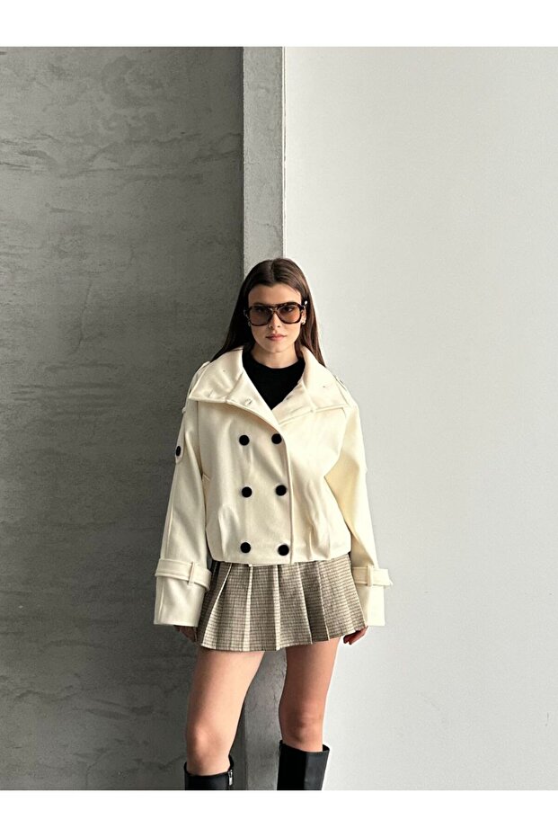 Women's Premium Mock Neck Cashmere Short Jacket