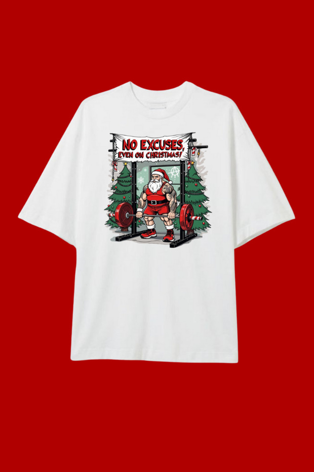 Santa Claus New Year Gym Printed Oversized T-Shirt