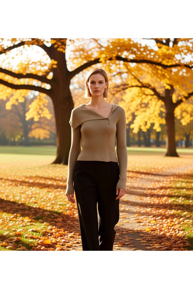 Women's Corded Fabric Knitwear Cardigan Body-Hugging Cut Stylish Mercerized Look Modern Knit Design Sports