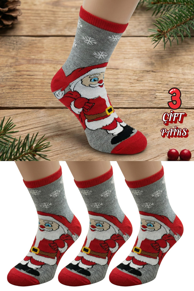 Men's christmas socks 3-piece set - colorful christmas patterned warm winter socks