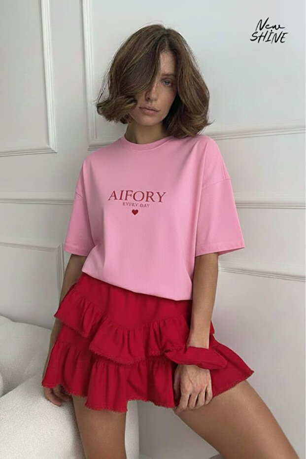 تي شيرت Aifory Every Day مطبوع قصة فضفاضة