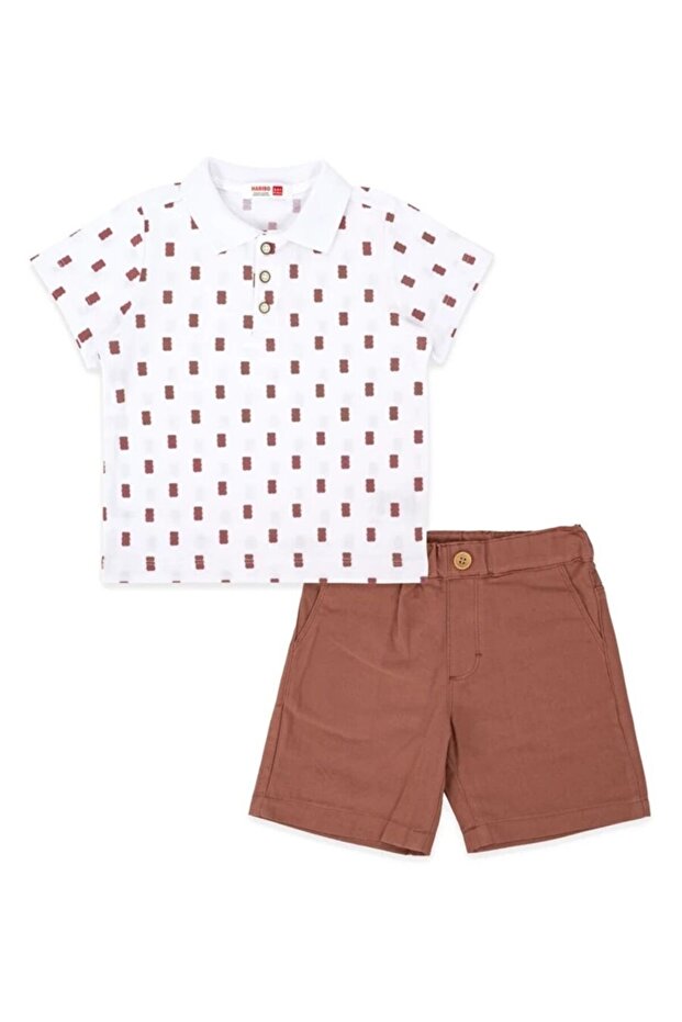 Boy's Pique Polo Top and Gabardine Bottom Set