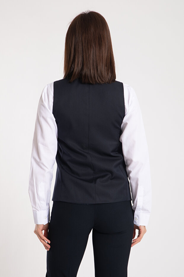 Classic Women Waitress Vest Black Work Uniform - 3