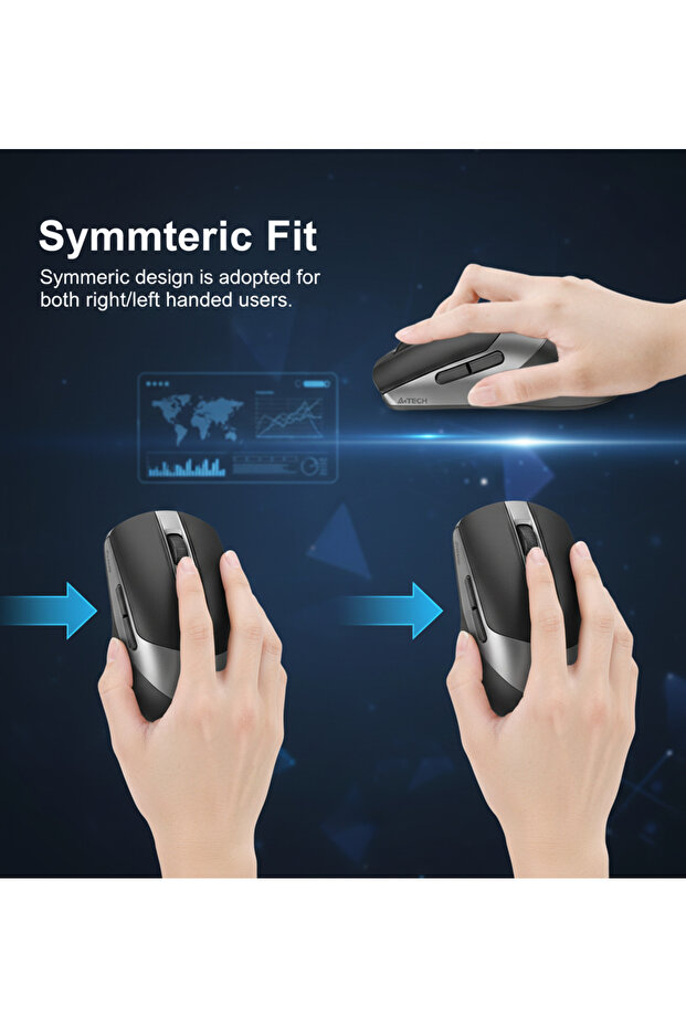 Fstyler Dual Mode Rechargeable Wireless/Bluetooth Mouse With Silent Click, Double-Click Function - 6