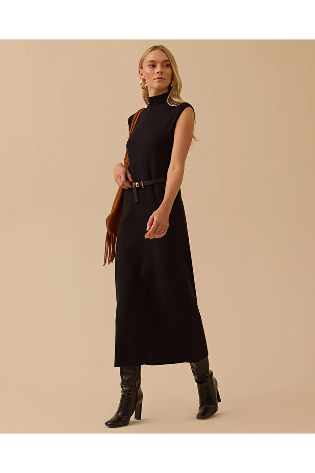 Kolsuz Triko Elbise - 1