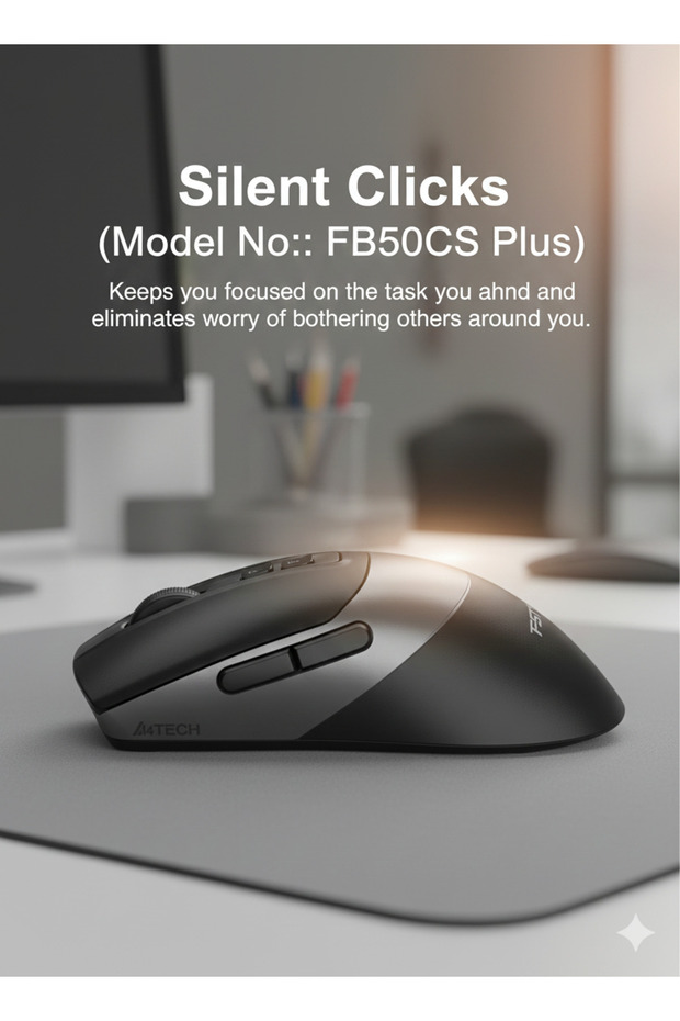 Fstyler Dual Mode Rechargeable Wireless/Bluetooth Mouse With Silent Click, Double-Click Function - 2