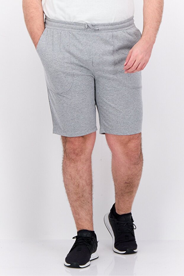Men Heather Basic Shorts, Grey - 1