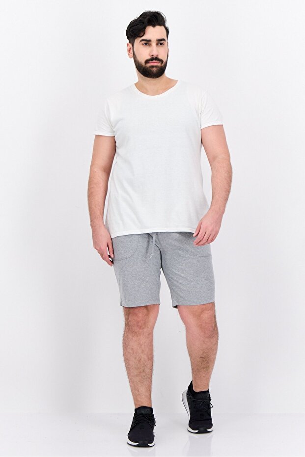 Men Heather Basic Shorts, Grey - 4