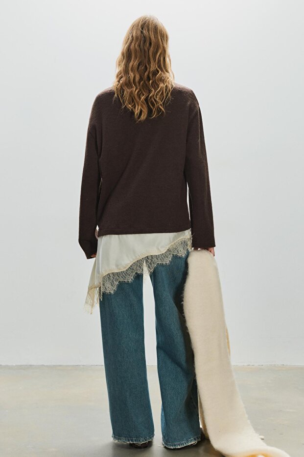 Dantel detaylı t-shirt - 4