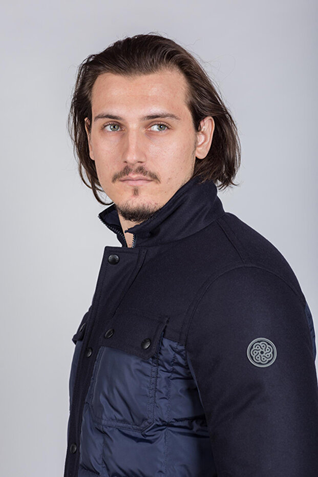 Wool effect goose down jacket - 5