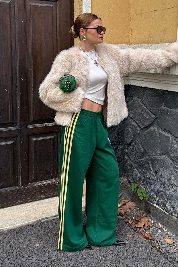 بنطلون رياضي مبطن بالصوف من الداخل مع خطوط جانبية - 4