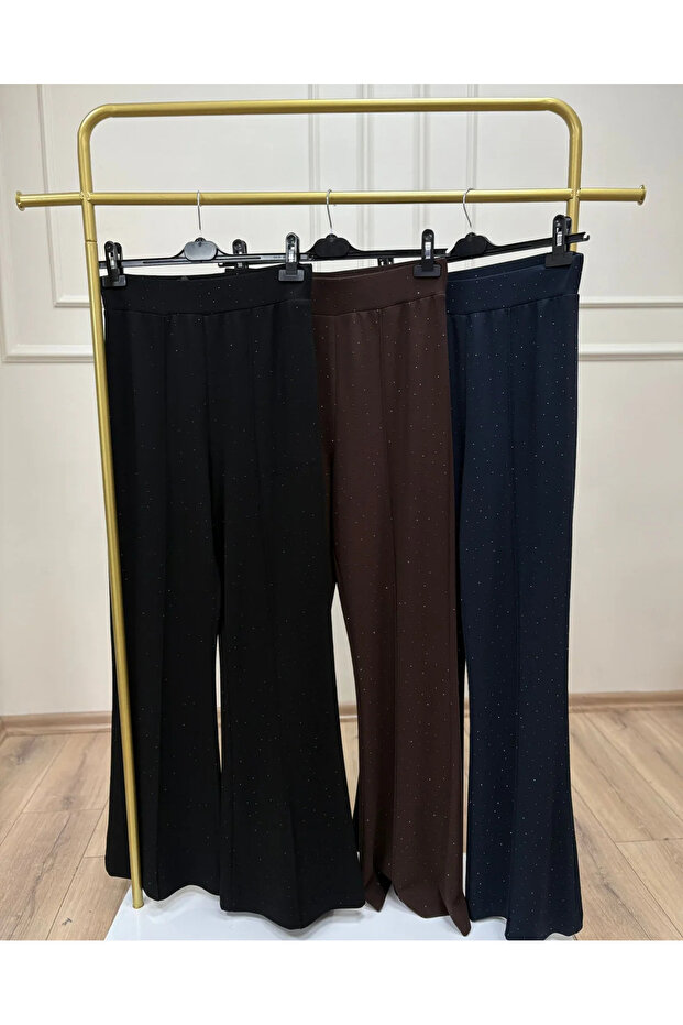 Sentez Taşlı İspanyol Paça Pantolon - 2