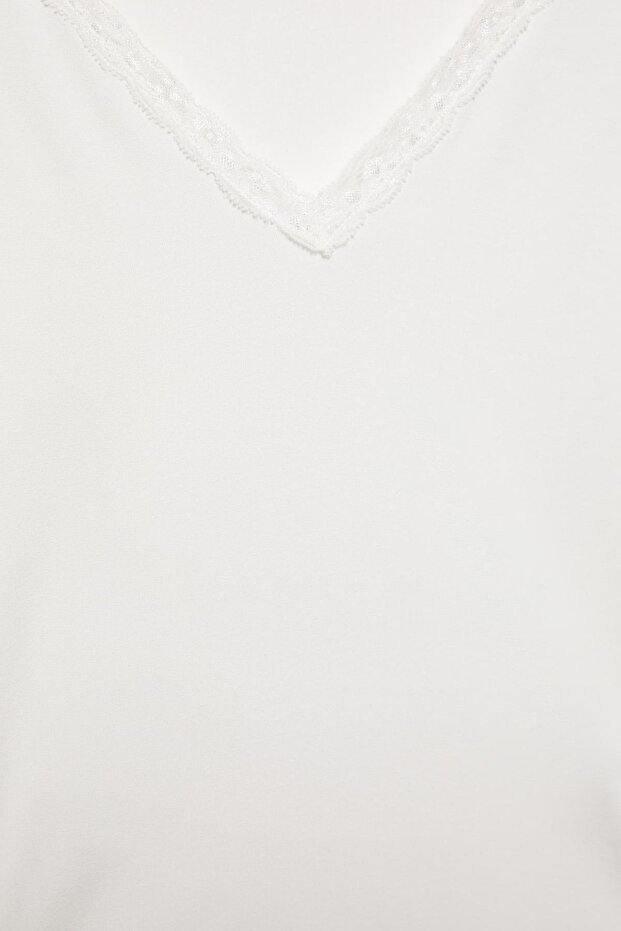 Dantel yakalı t-shirt - 6