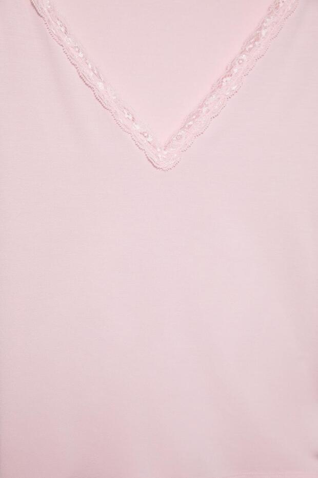 Dantel yakalı t-shirt - 6