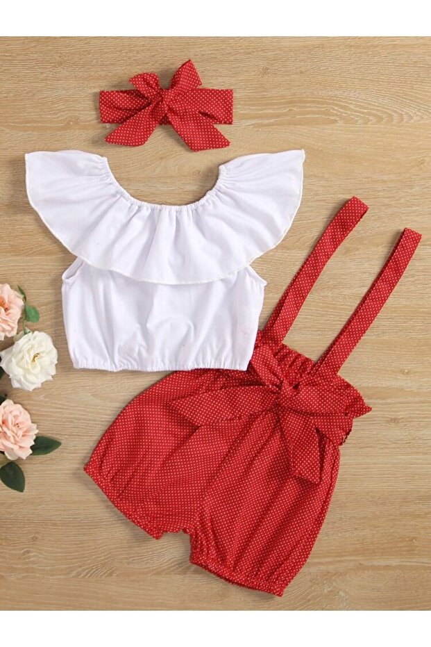 Summer Woven Polka Dot Combination Outfit for Girls