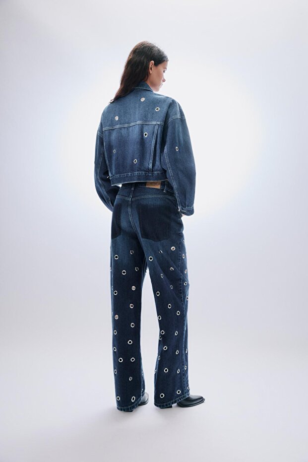 Delikli denim ceket - 2