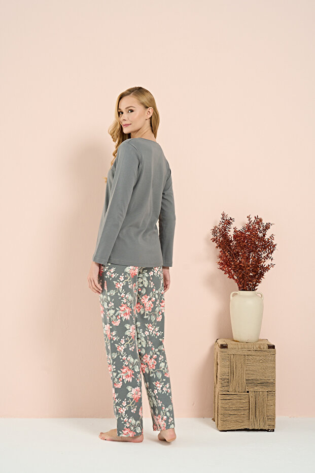 طقم بيجامة رمادي 3202 - 2