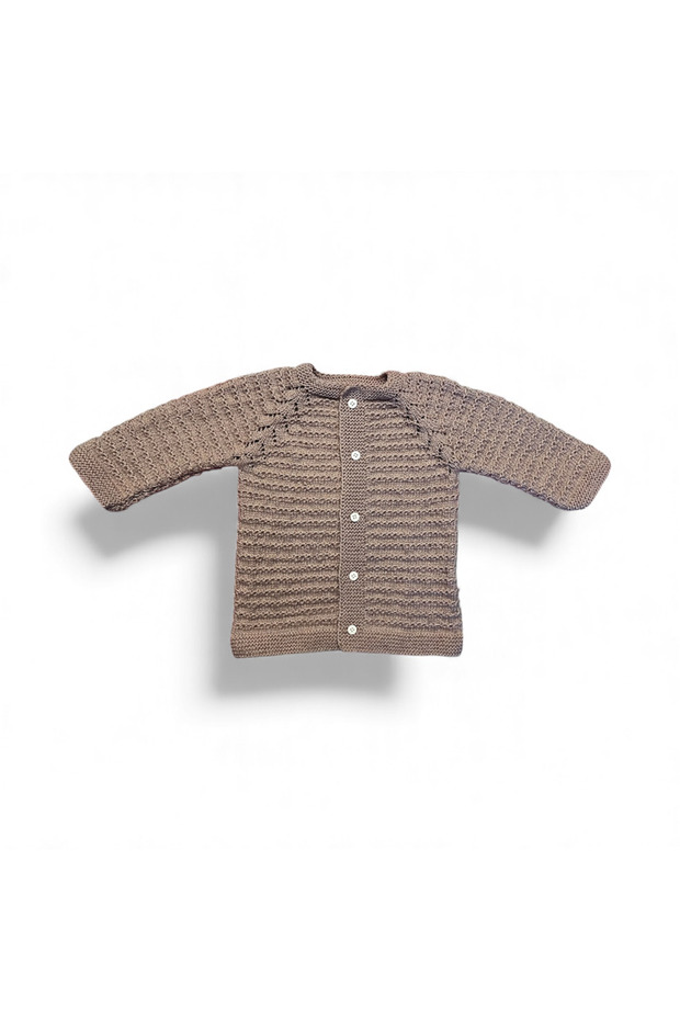 Hand Knitted Waterway Patterned Baby / Child Cardigan Soft Color (1-3 Years Old)