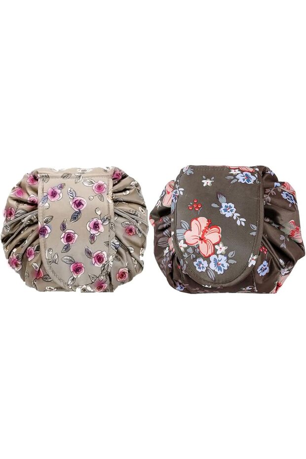 Drawstring Makeup Bag Waterproof Large Cosmetic Toiletry Organizer BAG001(2 pack)