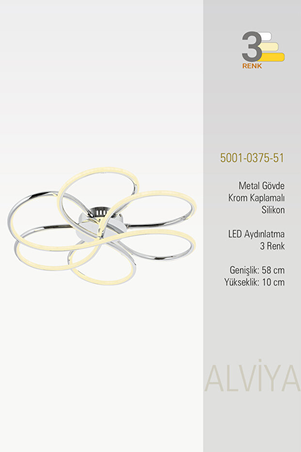 Alviya Tekli Sarkıt Plafonyer Avize Krom - 4