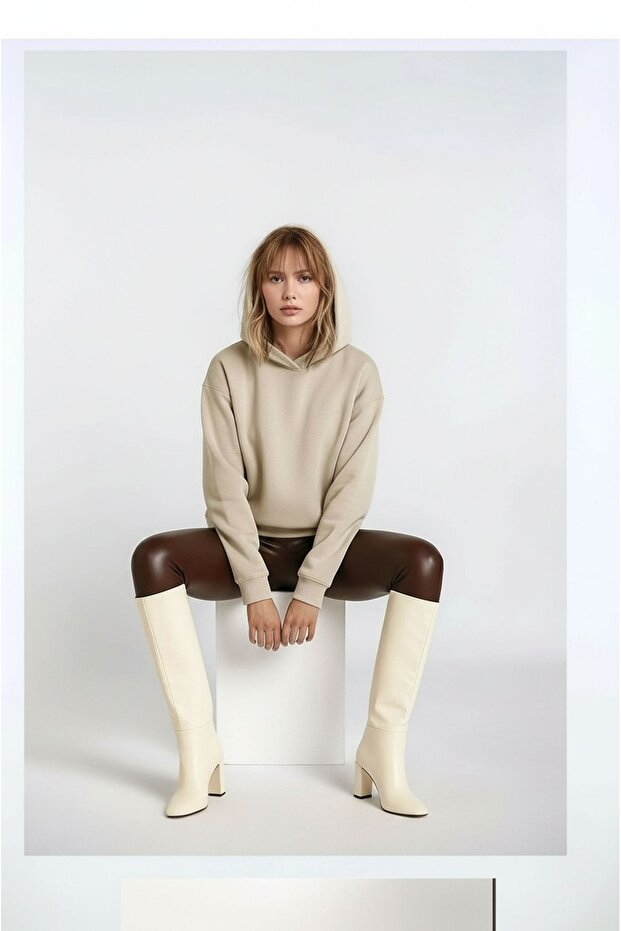 Women's 3 Thread Thick K Hooded O Oversized Curve Mold Long Sleeve Sweatshirt Sweater