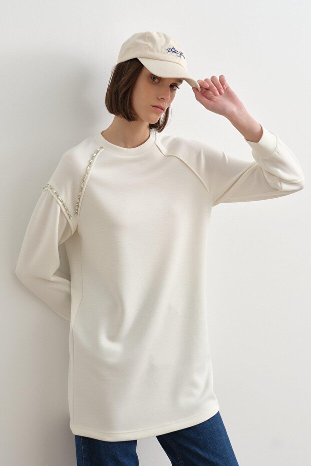 Taş Detaylı Örme Sweat - 3