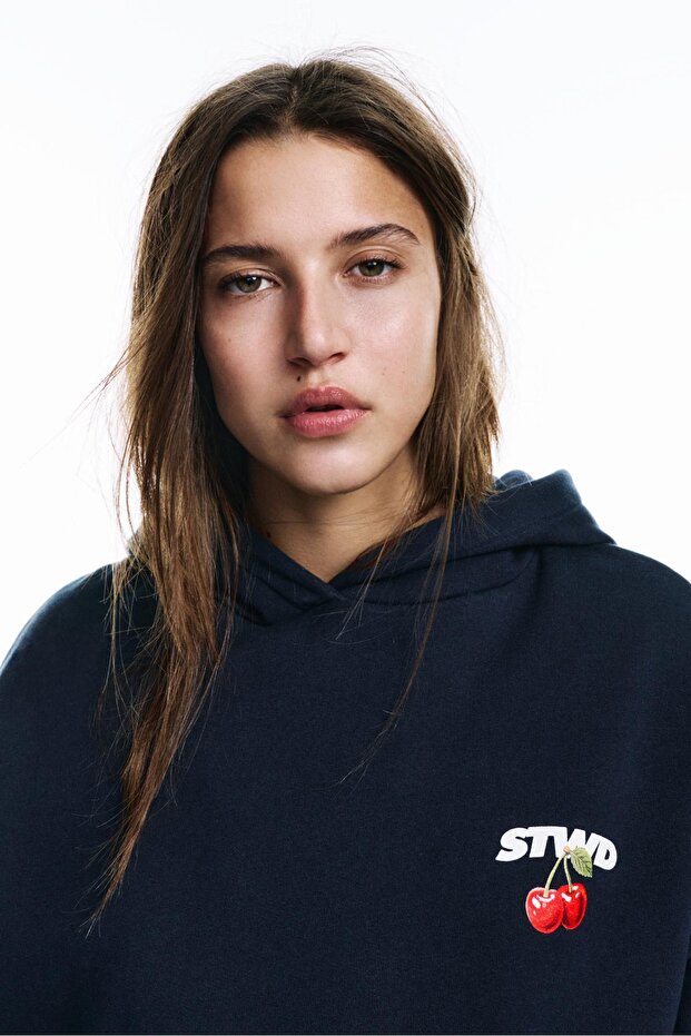 Domates baskılı kapüşonlu sweatshirt - 4