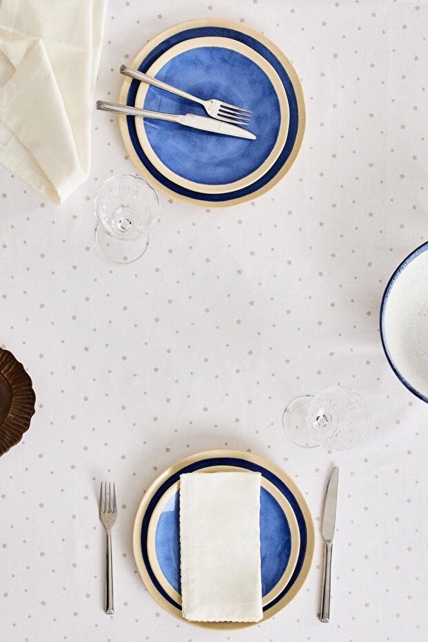 مفرش طاولة دائري بنقشة نجوم قطره 180 - 1