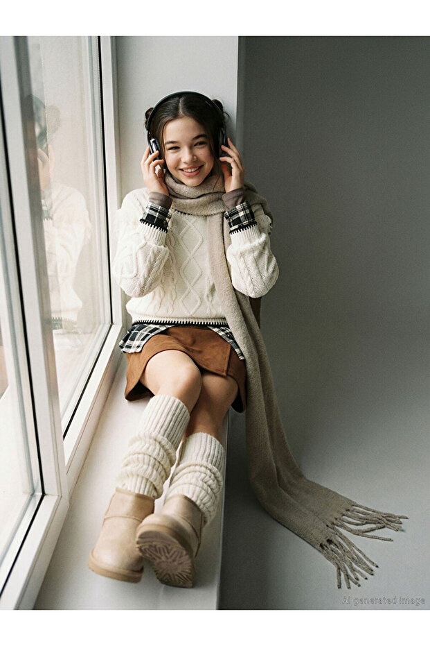 Esvab • Modern & Distinctive Suede-Look Girls' Short Skirt