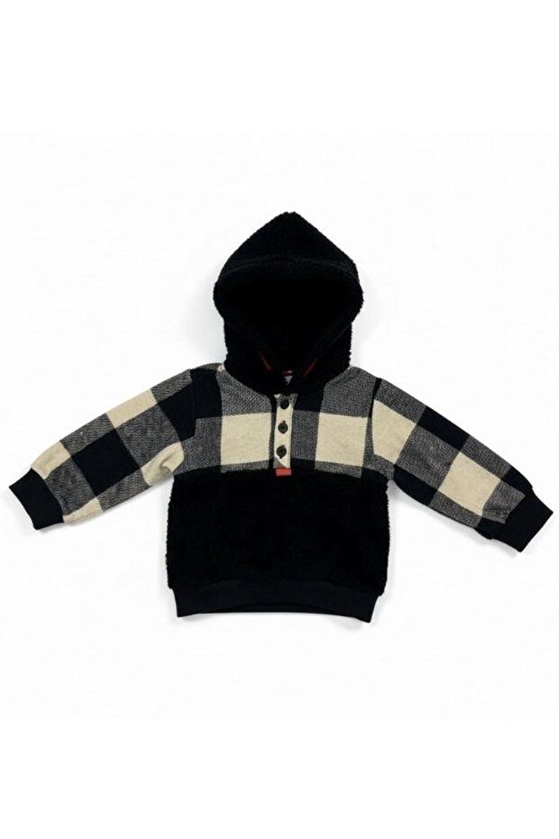 سترة رياضية للأولاد مطبوع من القطيفة ذات نمط منقوش بأزرار - 4