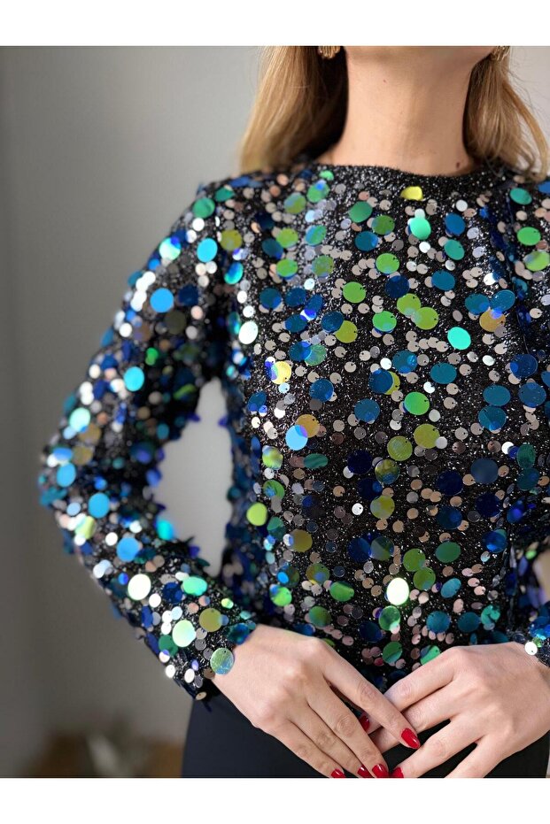 Renkli Pullu Bluz - 7