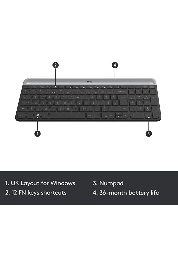 مجموعة لوحة مفاتيح وماوس لاسلكية رفيعة MK470 - 3