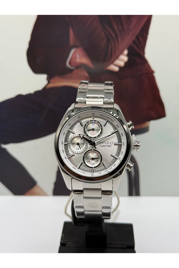 Silver Sports Men's Watch 43mm Waterproof with 2 Years Warranty