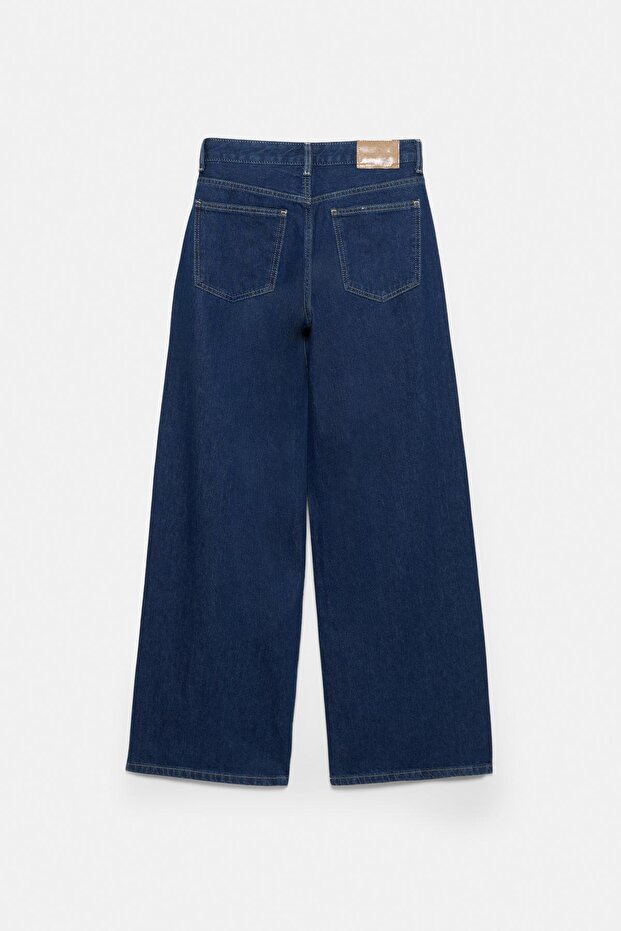 Zımbalı geniş paça jean - 8