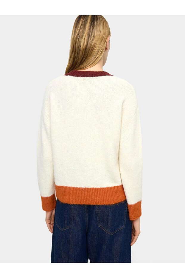Kontrast Kenarlı Örme Kazak - 4